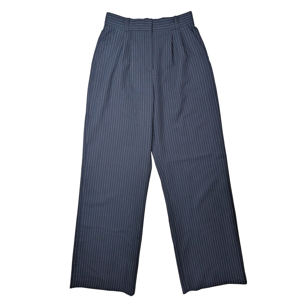 Abercrombie Sloane Curve Love Pants Womens 28 Long Navy Pinstripe Wide Leg
